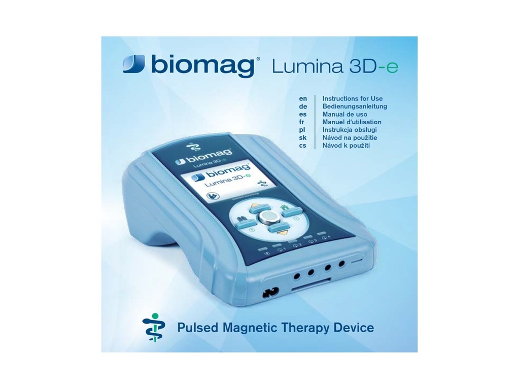 Bedienungsanleitung für das Magnetfeldtherapiegerät Biomag Lumina – mehrsprachig – Ansicht